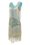 Grote maat Champagne Gatsby 1920s Flapper Jurk met Pailletten en Franjes