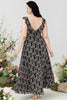 Afbeelding in Gallery-weergave laden, A lijn V hals zwart plus size bruidsmeisje jurk met ruches