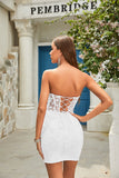 Bodycon Sweetheart Little White Jurkje met Appliques