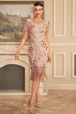 Sprankelende Blush franje jaren 1920 Flapper jurk