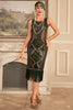 Afbeelding in Gallery-weergave laden, Donkergroene pailletten omzoomde jaren 1920 Flapper jurk