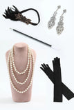 Sprankelende koningsblauwe pailletten Fringe jaren 1920 jurk met 5-delige accessoires Set