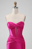 Fuchsia Bodycon Sweetheart satijnen korset korte Homecoming Jurk