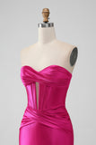 Fuchsia Bodycon Sweetheart satijnen korset korte Homecoming Jurk