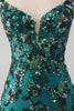 Afbeelding in Gallery-weergave laden, Sprankelende donkergroene kralen pailletten Bodycon Homecoming jurk met veters terug