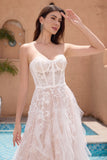 Witte A Line Sweetheart Sweep Train Corset Ruffle trouwjurk met stoffen kant