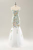 Afbeelding in Gallery-weergave laden, Witte zeemeermin Off the Shoulder bloemen korset bruidsjurk