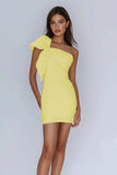 Witte One Shoulder Bow Bodycon afstudeerjurk