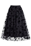 Dames 3D bloemen mesh tule midi rok – Hoge taille A-lijn Fairy Long Rok
