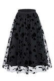 Dames 3D bloemen mesh tule midi rok – Hoge taille A-lijn Fairy Long Rok
