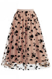 Dames 3D bloemen mesh tule midi rok – Hoge taille A-lijn Fairy Long Rok