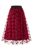 Dames 3D bloemen mesh tule midi rok – Hoge taille A-lijn Fairy Long Rok