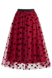 Dames 3D bloemen mesh tule midi rok – Hoge taille A-lijn Fairy Long Rok