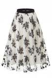 Dames 3D bloemen mesh tule midi rok – Hoge taille A-lijn Fairy Long Rok