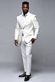 Getextureerd Single Breasted Slim Fit 2-delig wit herenpak