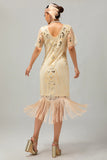 Sprankelende Flapper zwarte gouden pailletten Bodycon gefranjerde jaren 1920 jurk