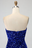 Rode strapless pailletten lange zeemeermin galajurk met split