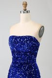 Rode strapless pailletten lange zeemeermin galajurk met split