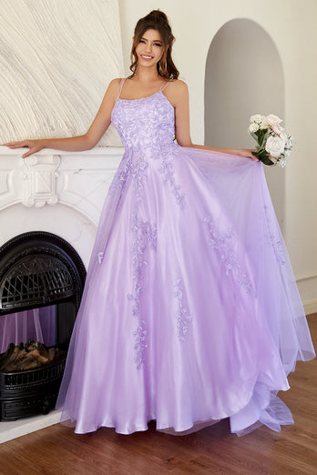 Elegante Lavendel A-lijn Galajurk
