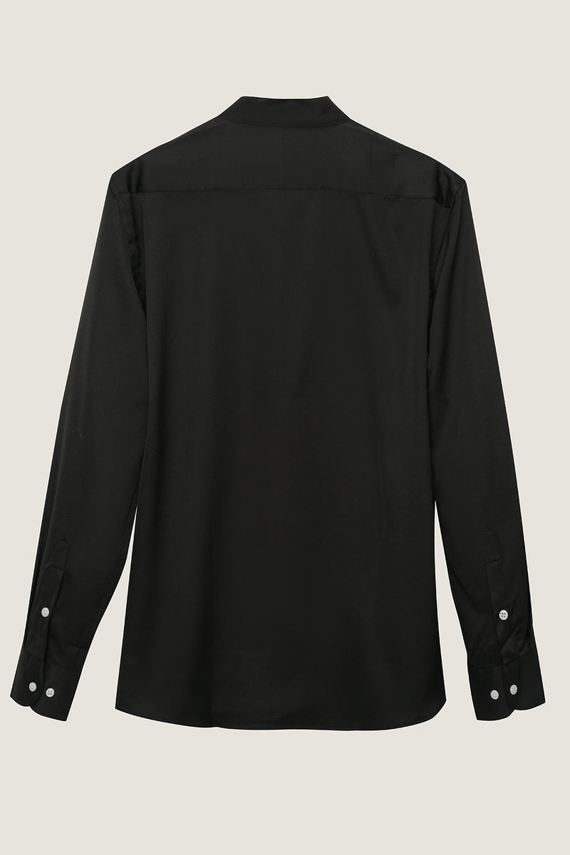 Afbeelding in Gallery-weergave laden, Zwart lange mouwen herenpak shirt