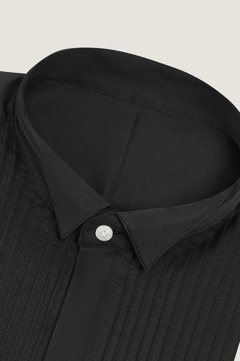 Afbeelding in Gallery-weergave laden, Zwart lange mouwen herenpak shirt