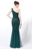 Mermaid Een schouder Prom Jurk met Appliques