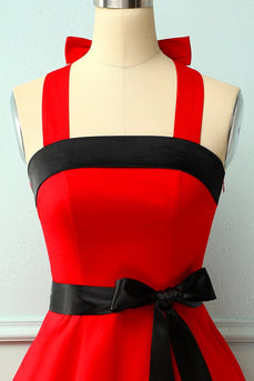 Rood/zwarte Halter Pinup-jurk