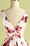 Roze homecoming jurk met bloemen print