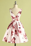 Roze homecoming jurk met bloemen print