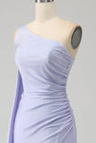 Zeemeermin Lila One Shoulder Lange Galajurk met Split