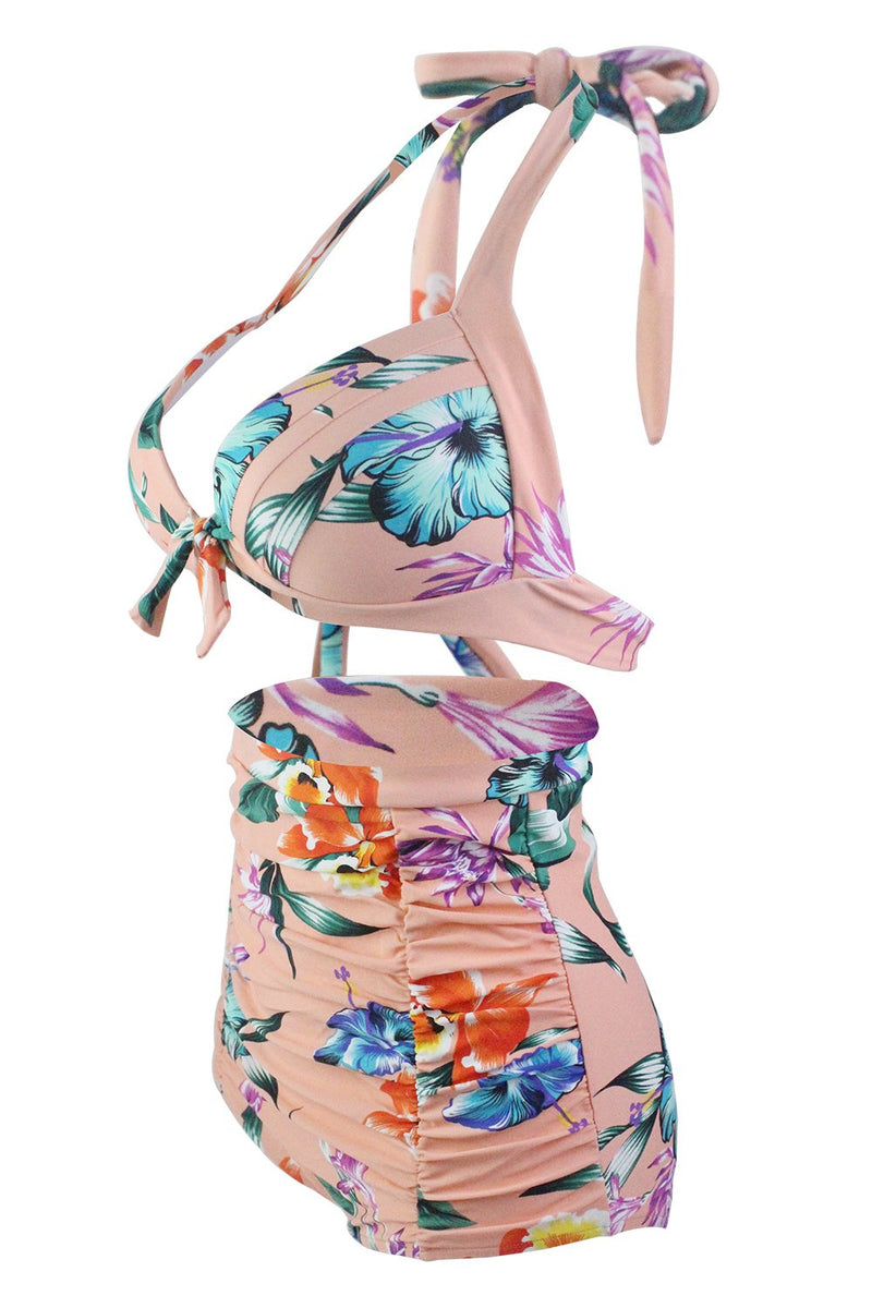 Afbeelding in Gallery-weergave laden, Print Halter High Waist Bikini Badkleding