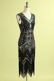 Royal Blue Glitter Fringe Gatsby 1920s Flapper Jurk