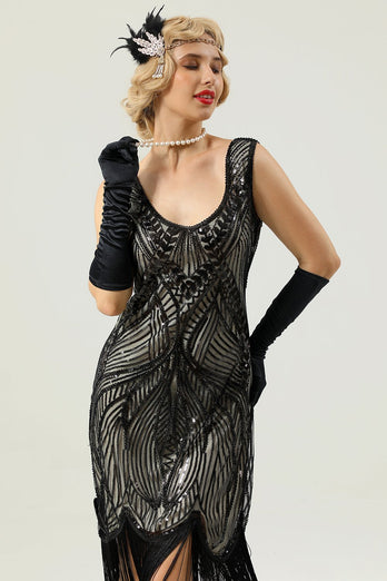 Zwarte mouwloze 1920 jurk