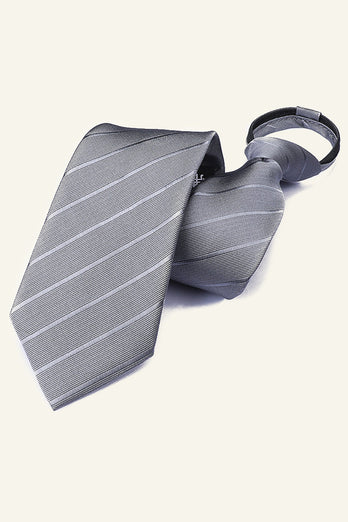 Donkergrijs gestreepte heren stropdas voor feestje