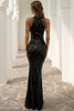 Afbeelding in Gallery-weergave laden, Zwarte Pailletten Zeemeermin Prom Dress