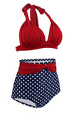 Polka Dots Halter Bikini Badmode