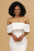 Afbeelding in Gallery-weergave laden, Wit Off the Shoulder Satijn Bruidsmeisje Jurk