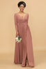 Afbeelding in Gallery-weergave laden, Blush V-Hals Lange Mouwen Bruidsmeisje Jurk