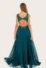 Afbeelding in Gallery-weergave laden, Turquoise Chiffon Long Prom Jurk met Kralen