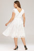 Afbeelding in Gallery-weergave laden, Plus size witte Midi kanten jurk