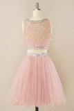 Blush Beading Korte Homecoming Jurk