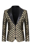 Sparkly Golden Sequins Peak Revers Heren Prom Blazer