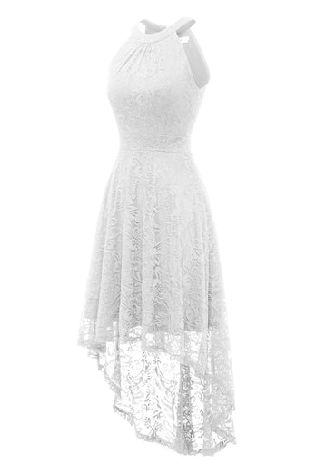 Witte hoge lage kant jurk