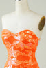Afbeelding in Gallery-weergave laden, Strapless Oranje Strakke Homecoming Jurk