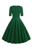 Afbeelding in Gallery-weergave laden, Groene V-hals korte mouwen 1950s swing jurk