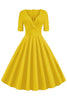 Afbeelding in Gallery-weergave laden, Groene V-hals korte mouwen 1950s swing jurk