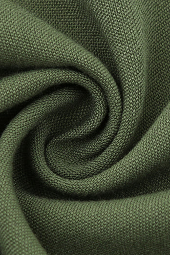 Groene V-hals lange mouwen Vintage swing jurk