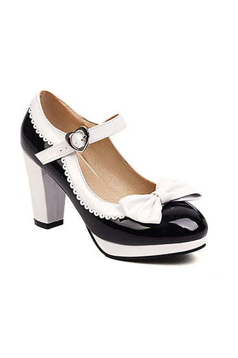 Zwarte puntige teen verstelbare riem vintage schoenen