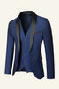 Afbeelding in Gallery-weergave laden, Donkerblauwe sjaal revers 3-delige heren trouwpakken