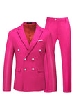 Hot Pink Double Breasted 2 Delige Prom Heren Pakken